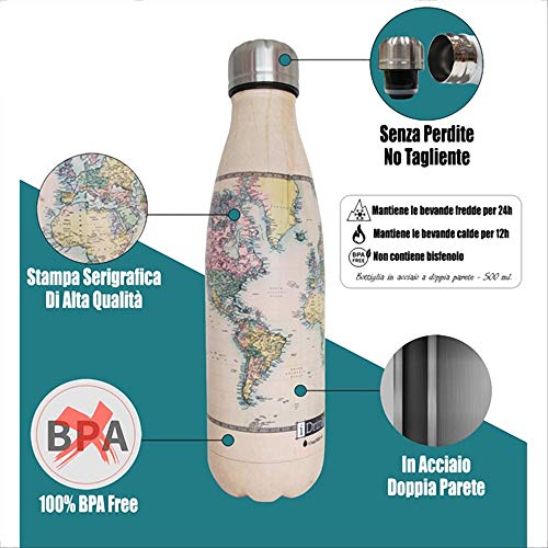 IDRINK I-Drink - Borraccia 500 ml Termica Acciaio