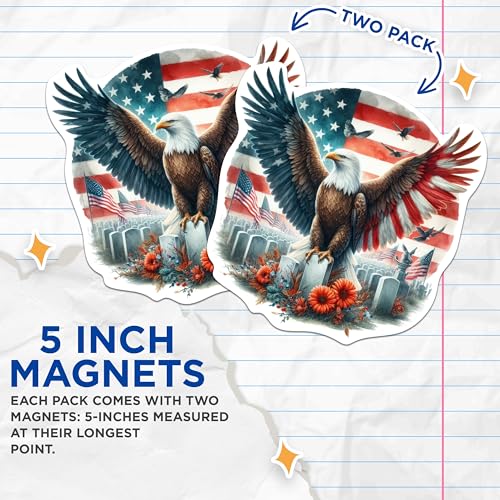 (2 Pack) Imanes decorativos águila patriótica USA 5 pulg miniatura 3