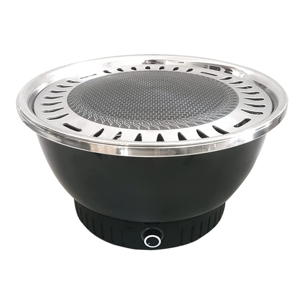 Grill de Barbacoa de Acero Inoxidable con Ventilador USB Interior y Parrilla sin Humo al Aire Libre, Parrilla de Acero Inoxidable portátil Multifuncional para Acampar al Aire Libre Barbq Grill