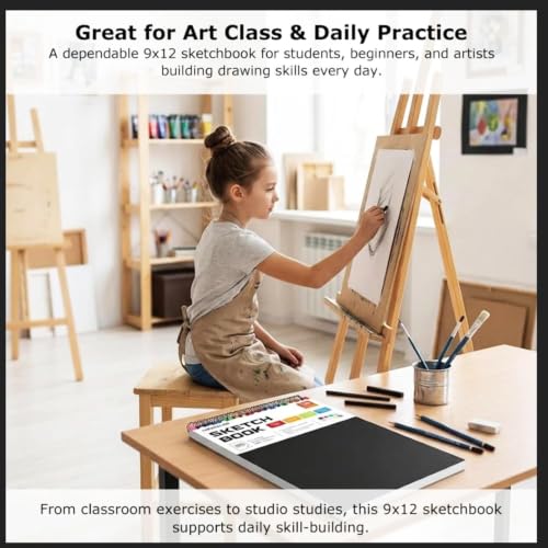 Image of Soucolor Sketch Book 9 inch x 12 inch, 100 Sheets Kids Art Sketchbook Drawing Pad