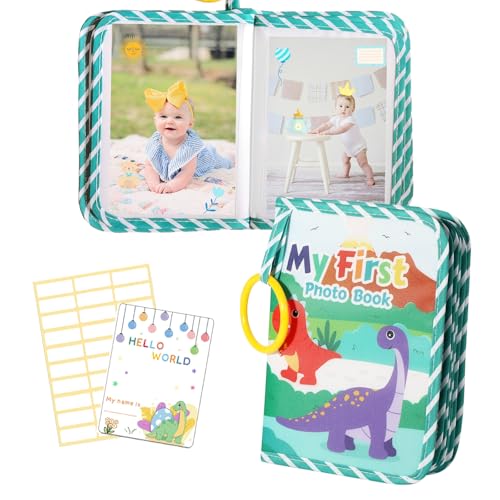My First Baby Photo Album with Stickers and Dinosaur Design