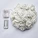 echosari [Updated Version Battery Operated 15 ft 30 LED White Rose Flower Fairy String Lights with Remote for Valentine's, Wedding, Bedroom, Indoor Decoration (Dimmable, Timer, 8 Modes, Warm White)