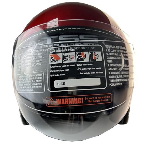 Halbhelme Gesicht Motorrad Helm ECE genehmigt halbe Casco Fit Männer Frauen ATV Moped Roller (Rot, L)