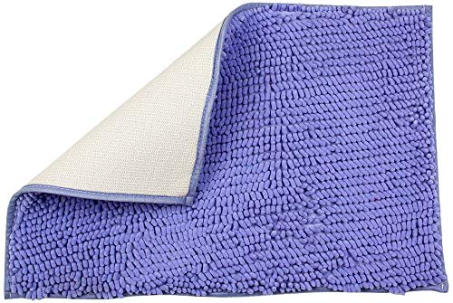 YIQI Alfombra de baño de Felpa de Microfibra de Chenilla, Suave y acogedora, Agua súper Absorbente, Antideslizante, Gruesa para Dormitorio de baño (60x40 cm, púrpura)