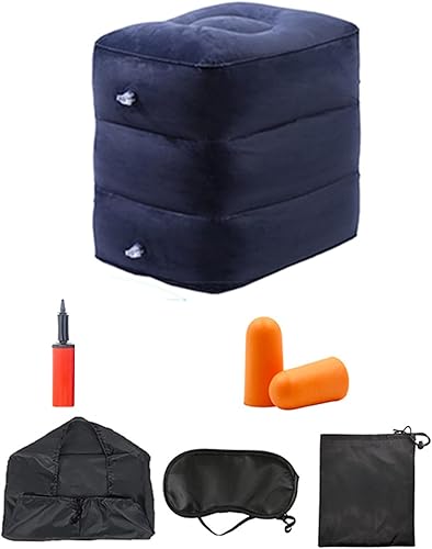 Reposapiés inflable para viajes aéreos, almohada de viaje de altura ajustable para niños y adultos con 3 capas para avión, automóvil, autobús,
