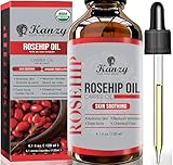Kanzy Rosehip Oil for Face 120ml Rosehip Oil Organic Cold Pressed Rose Hip Oil for Face 100% Pure Vegan Cruelty-Free for Skin, Nails and Body for Nourishment, Dryness, Fine lines and Scars