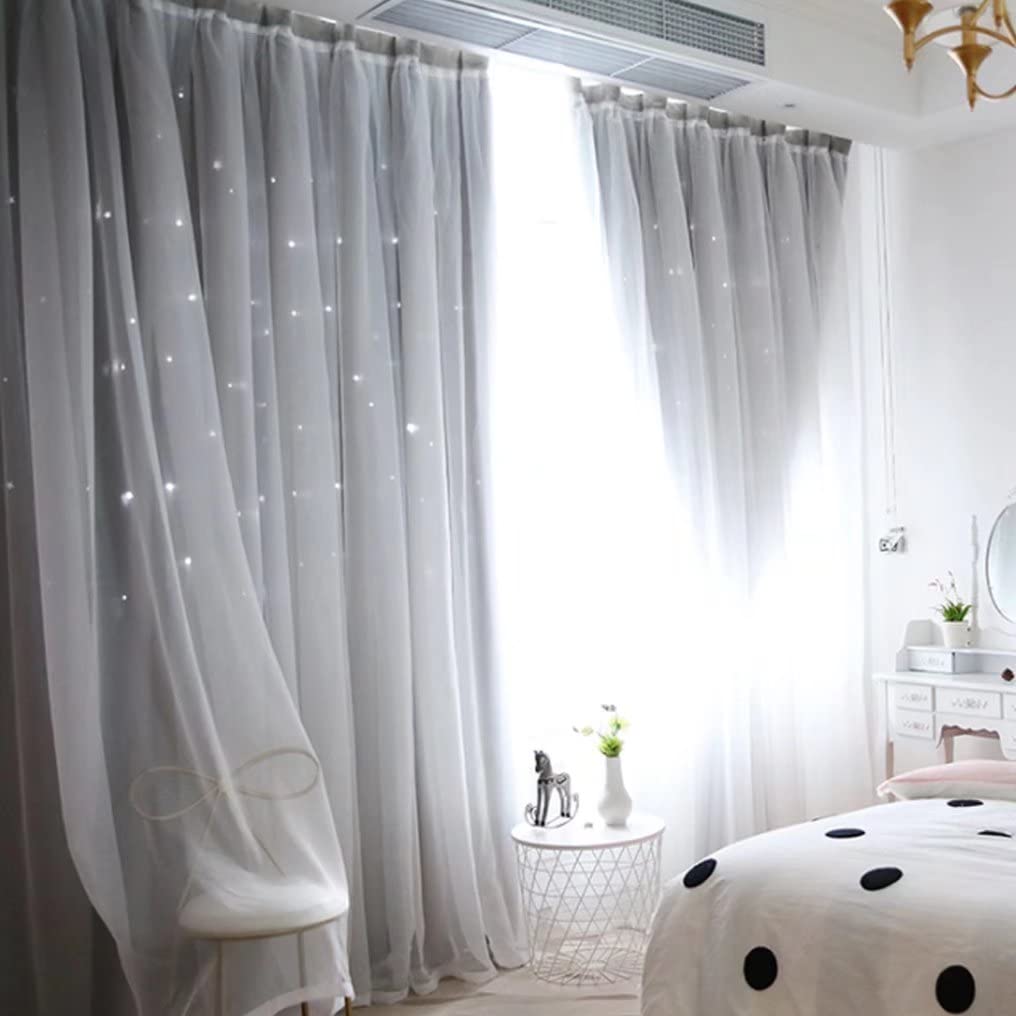 姫系 遮光カーテン可愛い 星カーテン遮光率90％以上 遮像 ール レース3 Amazon｜遮光カーテン 姫系 可愛い 星 カーテン 遮光率90％以上