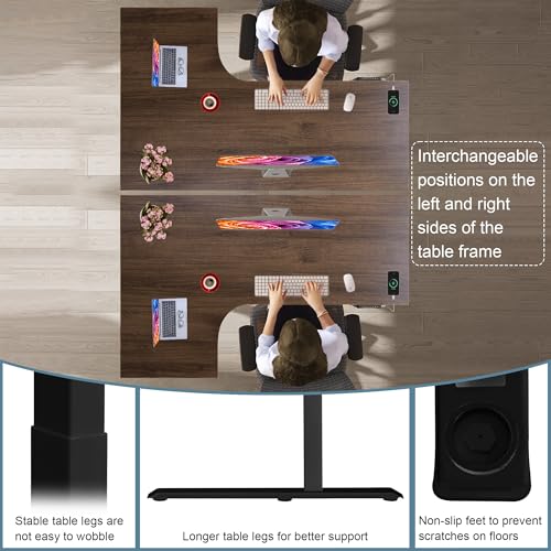 Image of Fromann Standing Desk Frame Electric Height Adjustable Desk Legs Sit Stand Up Table Base Dual Motor L Shaped Corner with USB for Home and Office (Black)