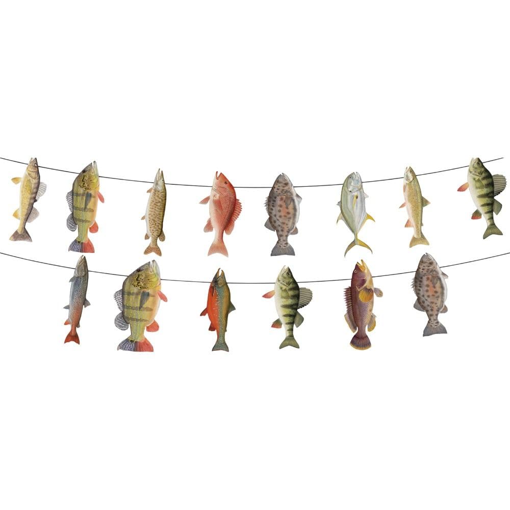 Gone Fishing Birthday Decorations, Sunfish Trout Bass Fishing Banner for Adults Gone Fishing Party Supplies
