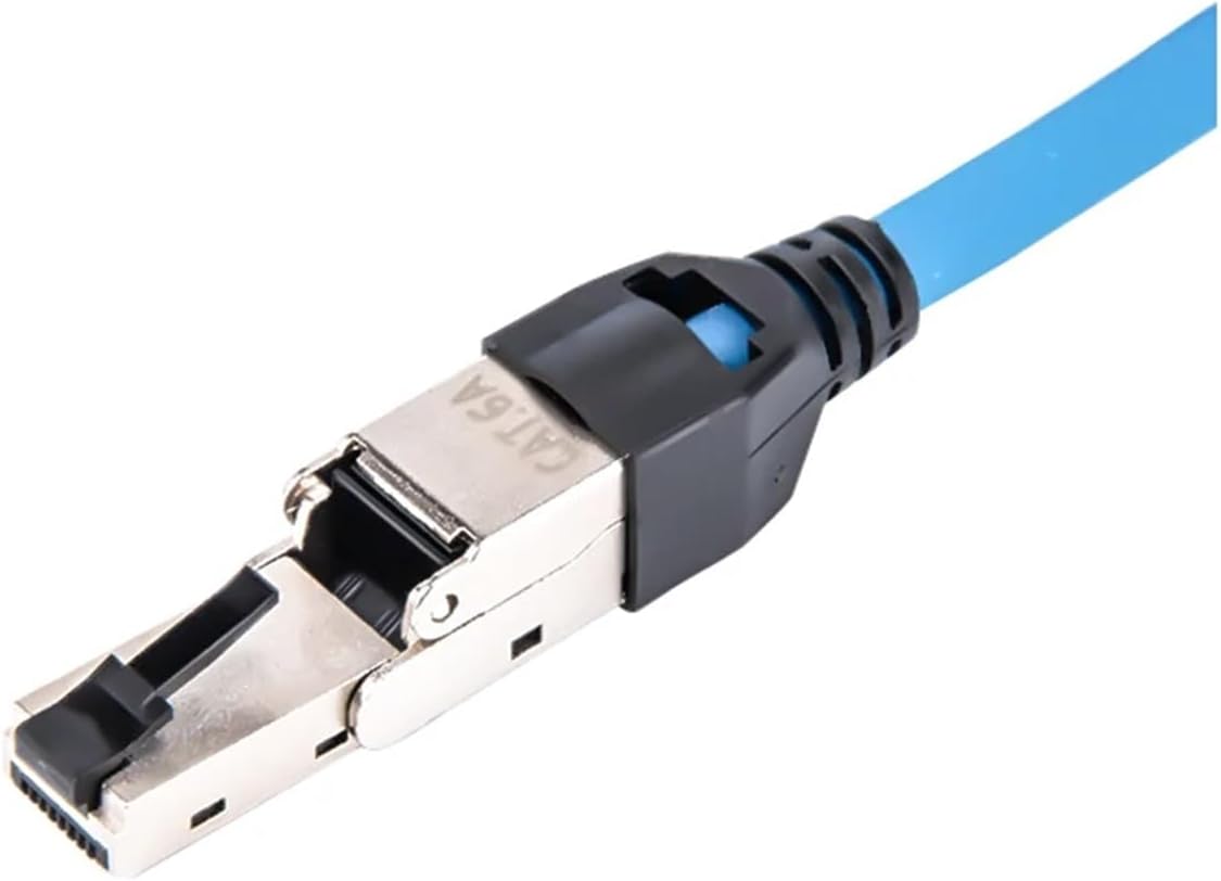150 degree flex angle RJ45 termination plug Cat 6A field connector shielded quick install