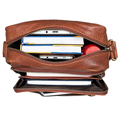 Bolso vintage de auténtica piel STILORD Nathan para iPads de 10,1 pulgadas color marrón 4