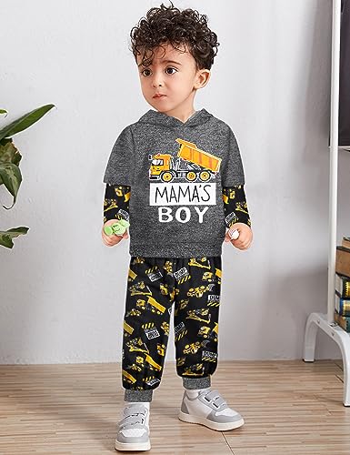 Image of MIGU Toddler Boy Clothes Dinosaur Clothes For Boys Hoodie Sweatsuit + Dinosaur Pants 2PCS Boys Outfits Set