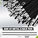 Pelopy 100 Pcs 18 Inch Metal Zip Ties Black 304 Stainless Steel Zip Ties Epoxy Coated Tie Heavy Duty Cable Self Locking Cable Multi Purpose for Machinery Vehicles Exhaust Wrap Outdoor Fence Farms