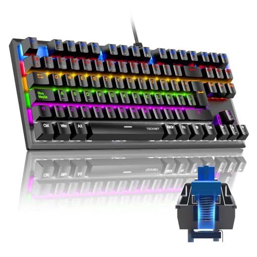 TECKNET Teclado Mecánico Gaming Español con Ñ, Teclado Mecanico Switch Blue TKL con 88 Teclas, 15 Modos Retroiluminados con Luces, USB Cable 1.6M, Robusto para Gamer Jugar y Programar (Nuevo Versión)