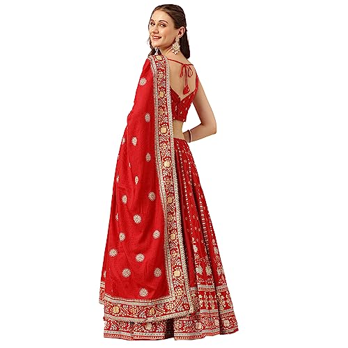Image of Divena Maroon and Gold Printed Lehenga choli with Gold Dupatta Set