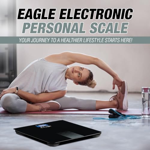 Image of Eagle Digital Weighing Scale for Body Weight 180Kg | Smart Fitness Weight Machine with LCD Display, Auto On /Off | Bathroom Scale for Home, Gym & Clinic - Black, EEP-1300A