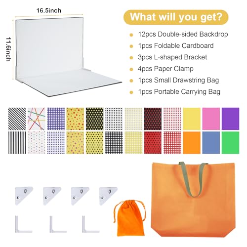 Kit de Fondos Fotográficos 12Pcs con Soporte 16.5x11.8 pulgadas miniatura 2