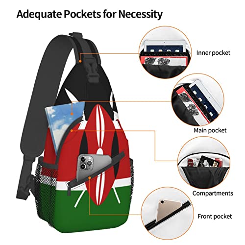 Mochila bandolera negra unisex para senderismo miniatura 5