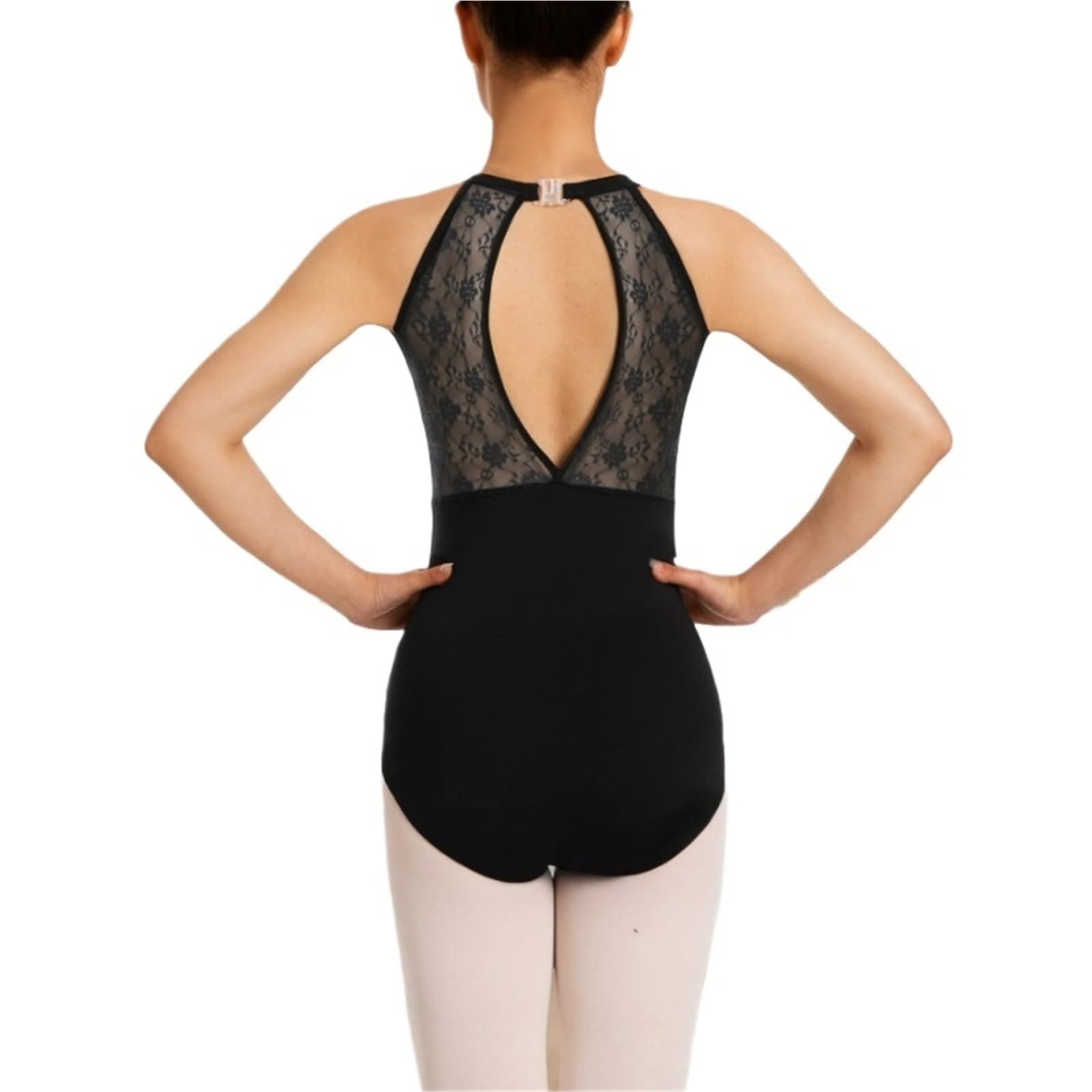 Maillot Ballet Mujer Mallas de Ballet for Mujer con Encaje en la Espalda y diseño Gota Agua, Forro el Pecho
