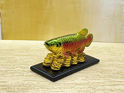 Image of Fengshui Exclusive Polyresin Multicolor Set of 1 Arowana Fish Showpiece for Office Decor, Home Decoration (AF-2560)