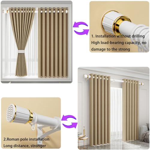 Tringle de rideau de douche télescopique sans drille extensible 260-350 cm LWX bleu