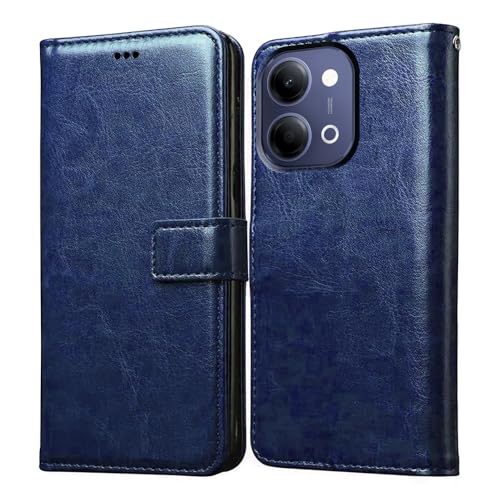 Image of Flip Cover Back Case Compatible with Vivo Y05 5G / Y11 5G / Y21 5G | Premium Leather Finish | Inbuilt Pockets & Stand | Flip Cover Back Case for Vivo Y05 5G / Y11 5G / Y21 5G (Blue)