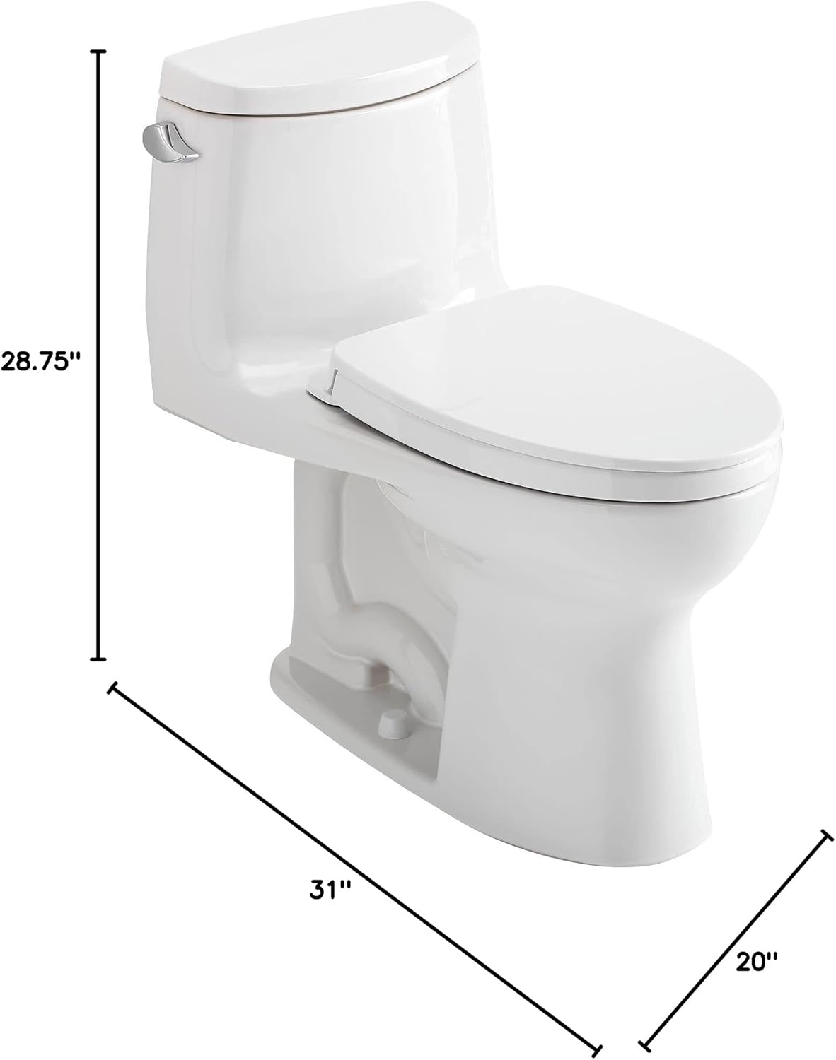 TOTO® UltraMax® II One-Piece Elongated 1.28 GPF Universal Height Toilet with CEFIONTECT and SS124 SoftClose Seat, WASHLET+ Ready, Cotton White - MS604124CEFG#01