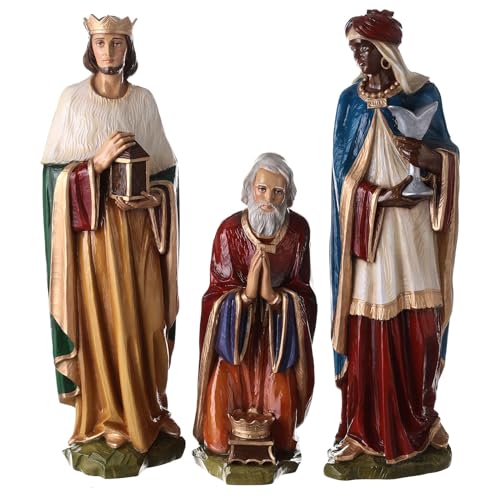 Holyart Tres Reyes Magos Fibra de Vidrio 80 cm para Exterior