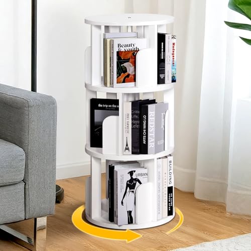 YGYQZ Bibliothèque rotative en bois massif pour enfants avec 3 niveaux, affichage à 360 °, pour...