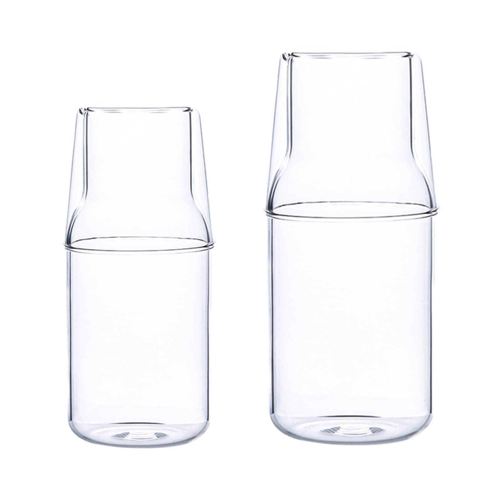MISNODE 2 PCS Glass Water Carafe Set 360/500ml Bedside Carafe Household Transparent Drinkware Suit Bedside Carafe Set for Juice Coffee Milk Wine