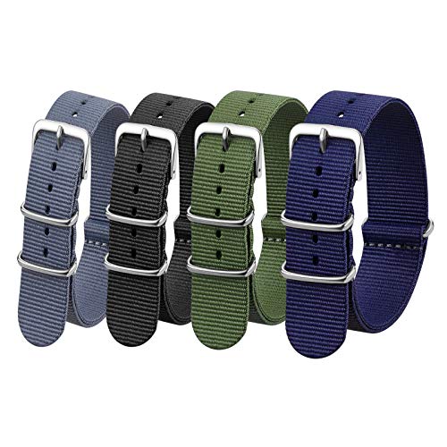 SBR Watch Bands,18mm 20mm 22mm Watch Straps Nylon Replacement Men Women Bands (4pcs) (20mm,...
