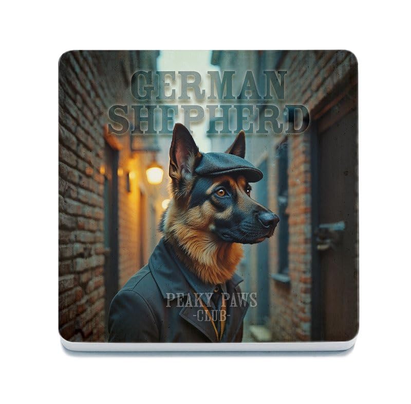 Decorative Coaster (10 x 10 cm) - Peaky Paws (German Shepherd)