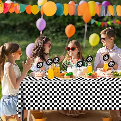 25 pitillos decorativos de papel con tema coche de carrera miniatura 6