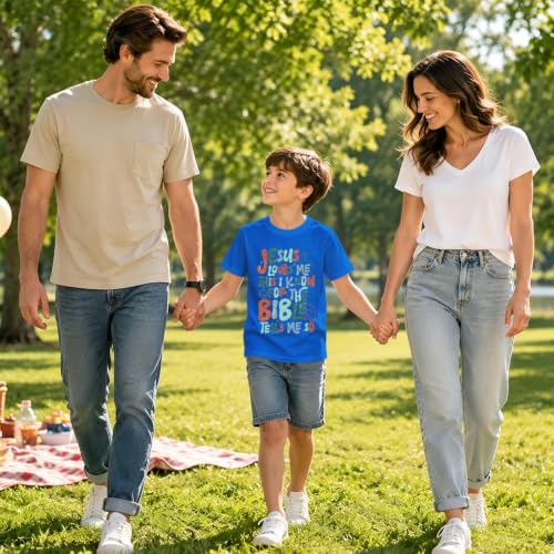 Image of Christian Shirts for Boys Kids Jesus Loves You Bible Verse God T Shirts Religious Faith Cute Graphic Tees Casual Tops