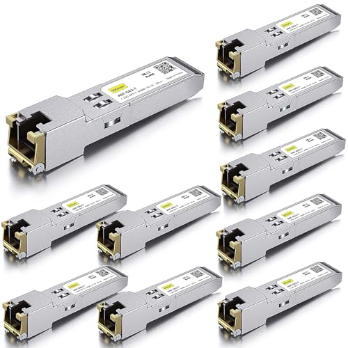 Image of 10Gtek 10 /100 /1000Base-T Copper SFP, Auto-Negotiation SFP to RJ45 Mini-GBIC Transceiver for Cisco GLC-T /SFP-GE-T, Pack of 10