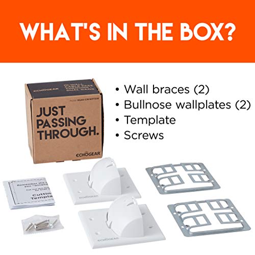 Echogear White In Wall Cable Hider For Wall Mount Tv - Dual Gang Pass Through Pair With Drywall Brackets Included - Manage 16 Low Voltage Cords Behind The Wall - Quick Install With Wall Template #TOP7