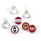 Lumberjack - Channel The Flannel - Buffalo Plaid Party Round Candy Sticker Favors - Labels Fit Hershey’s Kisses (1 sheet of 108)