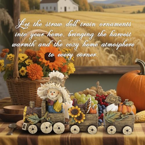 Hodao Fall Harvest Scarecrow Train Decoration, Thanksgiving Centerpiece - Image 5