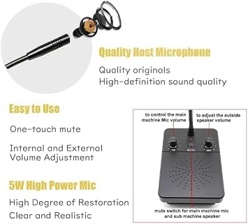 CHROX Dual Way Window Speaker Intercom,Microphone And Speaker Bank Window Intercom Glass Window Microphone Anti-Interference One-Touch Mute for Business/Bank