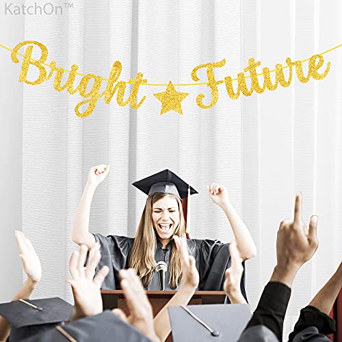Image of KatchOn, Gold Graduation Banner 2026-10 Feet, Pre Strung | Bright Future Gold Graduation Banner for Graduation Decorations 2026 | Bright Future Decorations, 2026 Graduation Decorations