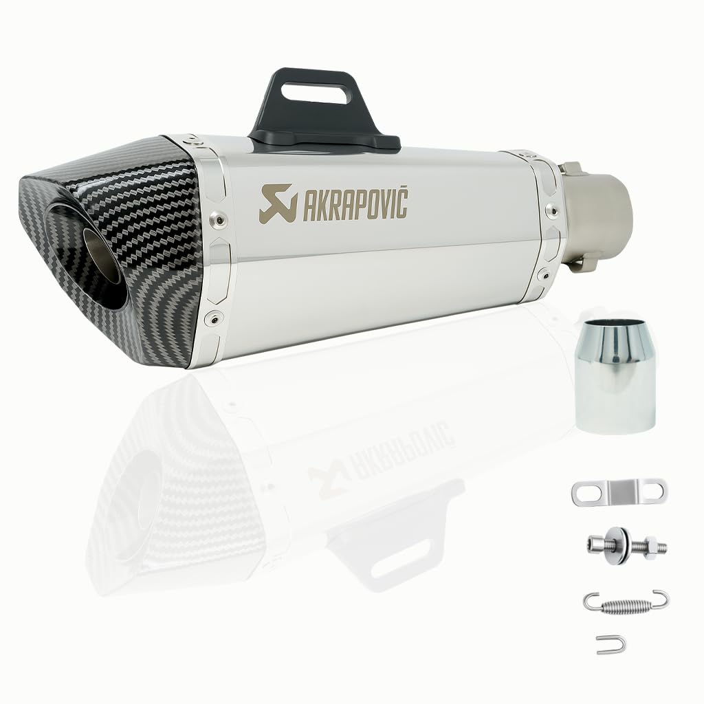 Vagary Universal Hexa Cut Akraphovic Exhaust With DB Killer Silencer for Bajaj, TVS, KTM, Suzuki, Yamaha, Hero Universal For Bike (SILVER)