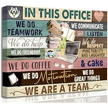 Inspirational Canvas Wall Art in This Office We are a Team Motivational inspiring Quotes Painting Pictures Wall Decor Poster Print Artwork for Man Cave Home Decoration