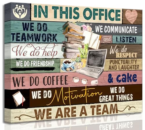 Inspirational Canvas Wall Art in This Office We are a Team Motivational inspiring Quotes Painting Pictures Wall Decor Poster Print Artwork for Man Cave Home Decoration