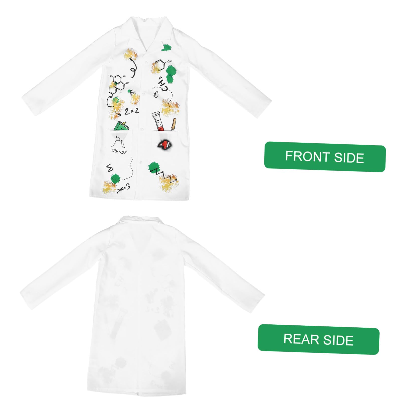 BESPORTBLE Disfraz Científico Infantil Bata con Peluca para Niñas Traje Médico para Halloween y Días de Profesiones Escolares Abrigo Científico Educativo para Rol
