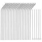 OKGD 25 Piece Set Stainless Steel Straws Ultra Long 10.5 Inch Drinking Metal Straws Reusable Drinking Straws for 20 30 OZ (20 Bent| 5 Brushes)