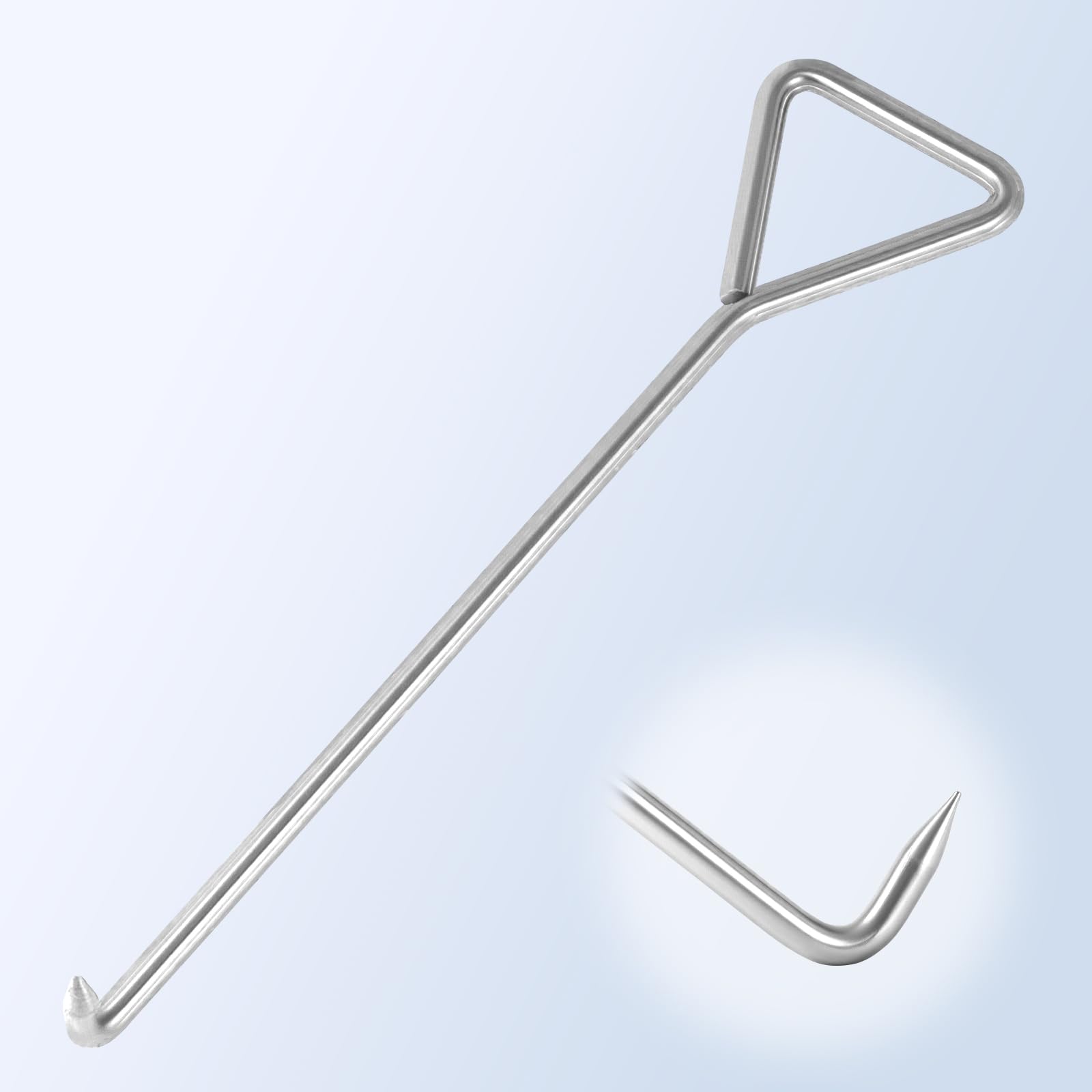 Criez Heavy Duty Manhole Hook Tool 20-Inch, Stainless Steel with 3/8-inch Thick Shank - Industrial Grade, High Strength &amp; Non-Bend Design for Sewer Covers, Storm Drain &amp; Septic Tank Lids