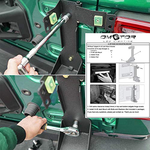 Omotor Off-Road JL Tailgate High Lift Jack Mount Bracket fit for Jeep Wrangler JL 2018 2019 2020