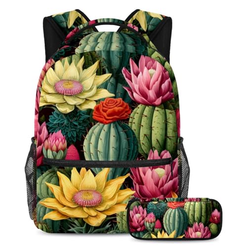 Sac d'école cactus floral coloré grand volume contre le désordre et les douleurs de dos