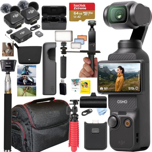 DJI Osmo Pocket 3 4K Camera with Mic Mini 2-Person Wireless Microphone System, 64GB Memory Card, Power Bank, Selfie Stick & Creator Bundle - image 1