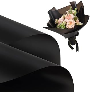 20 PCS Black Floral Wrap Matte Floral Wrapping Paper Flower Bouquet Wrapping Paper Waterproof Wrap Craft Wrapping Paper for Bouquet Florist Supplies Wedding Floral Graduation